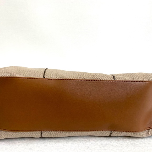 Bottega Veneta Caramel Leather & Taupe Canvas Hand to Crossbody Strap Bag w/ COA - Picture 6 of 16